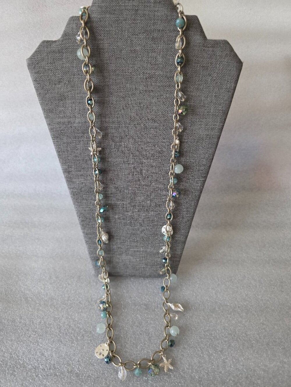 Karma Bella Signed Statement Necklace Vintage Charms Beaded Beach Sea Shells